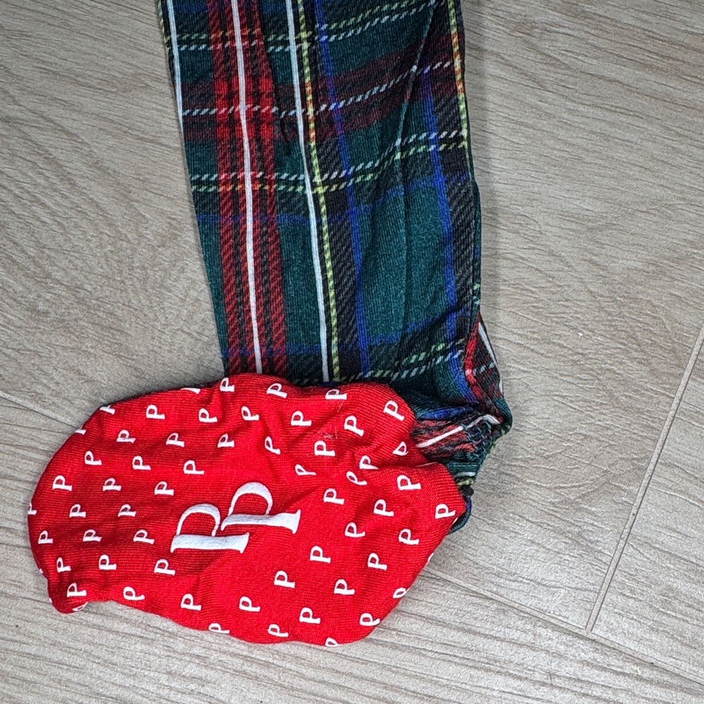 Posh Peanut Green and Red Plaid Kids Footie - Picture 4 of 7